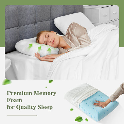 JHK Memory Foam Pillows With Ventilated Cooling And Removable Washable Cover