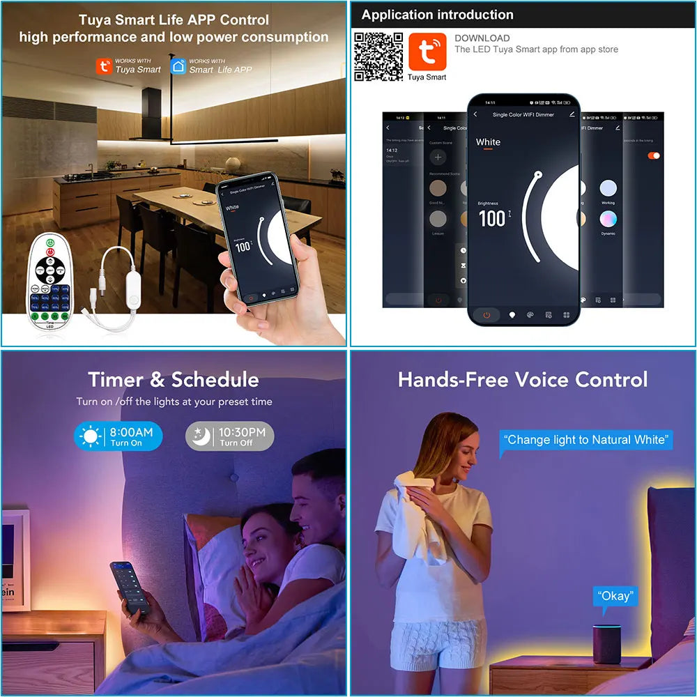 Cooleeon Tuya Smart Life COB LED Strip Light RGB Tape