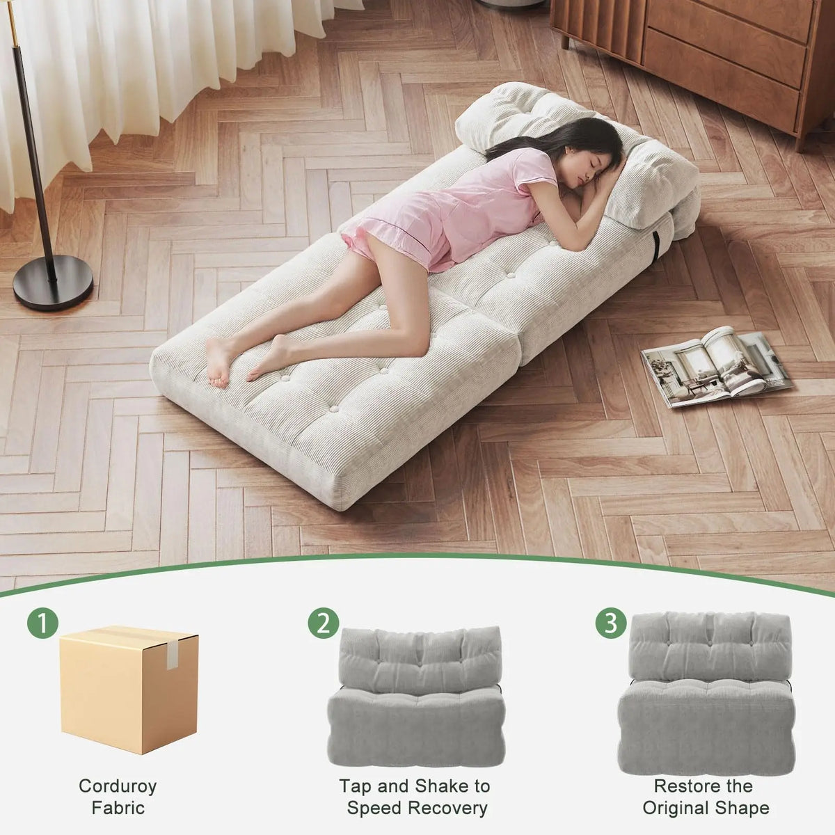 HiMISS Folding Sofa Bed Futon Couch With Pillow Back Support