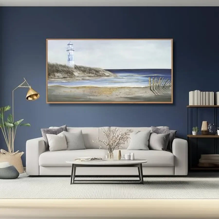 Coastal Lighthouse Canvas Art For Living Room Framed