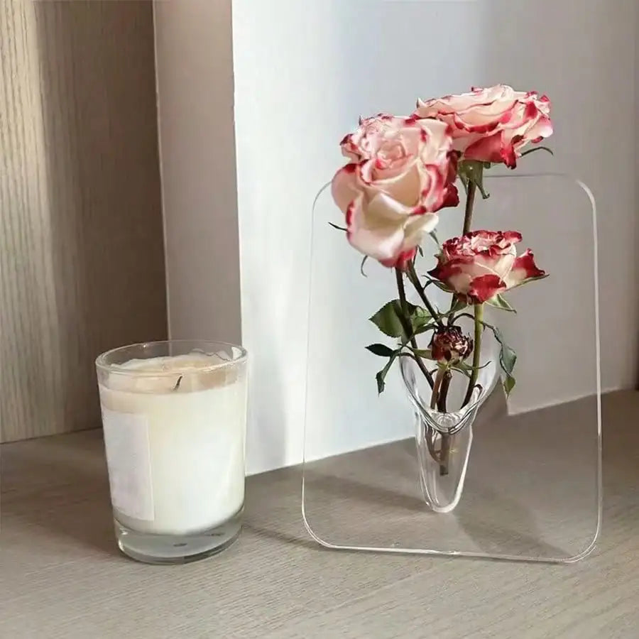 Clear Acrylic Frame Flower Vase For Modern Home Decor