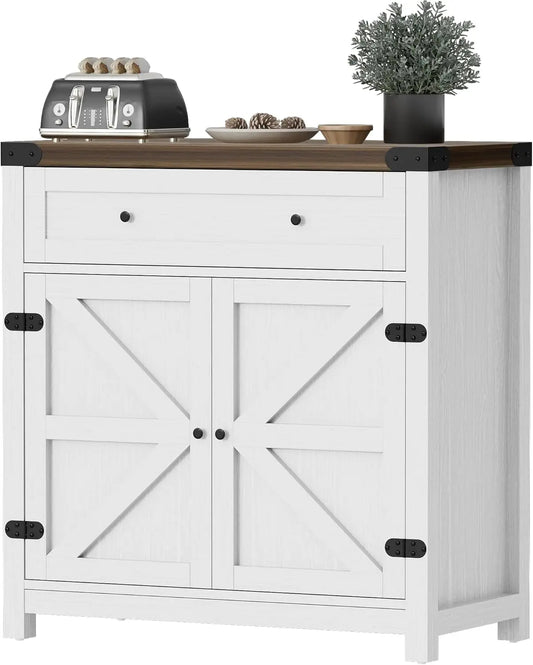 Flamaker Sideboard Buffet Cabinet With Storage And Drawer Barn Doors