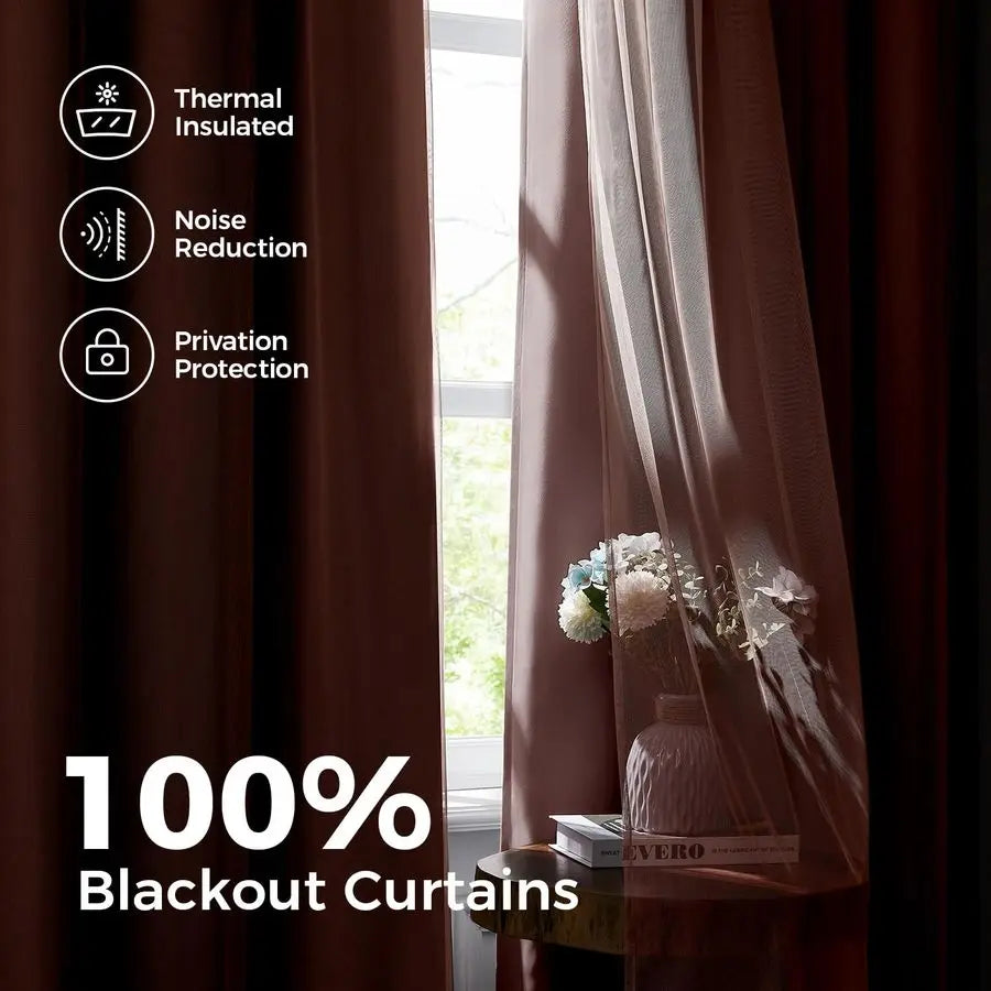 Bamboo Blackout Curtains Three Panel For Bedroom And Living Room