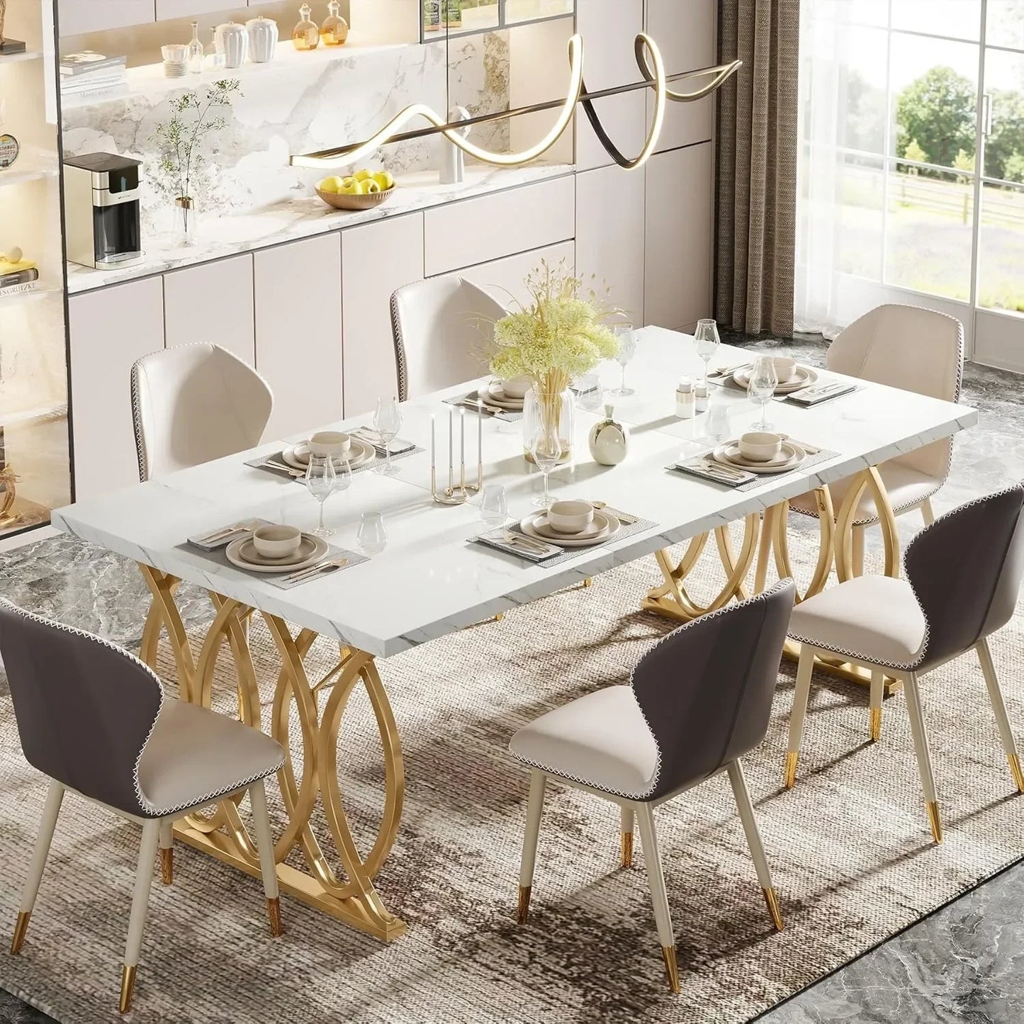 Little Tree Modern Rectangular Dining Table for Dining Room