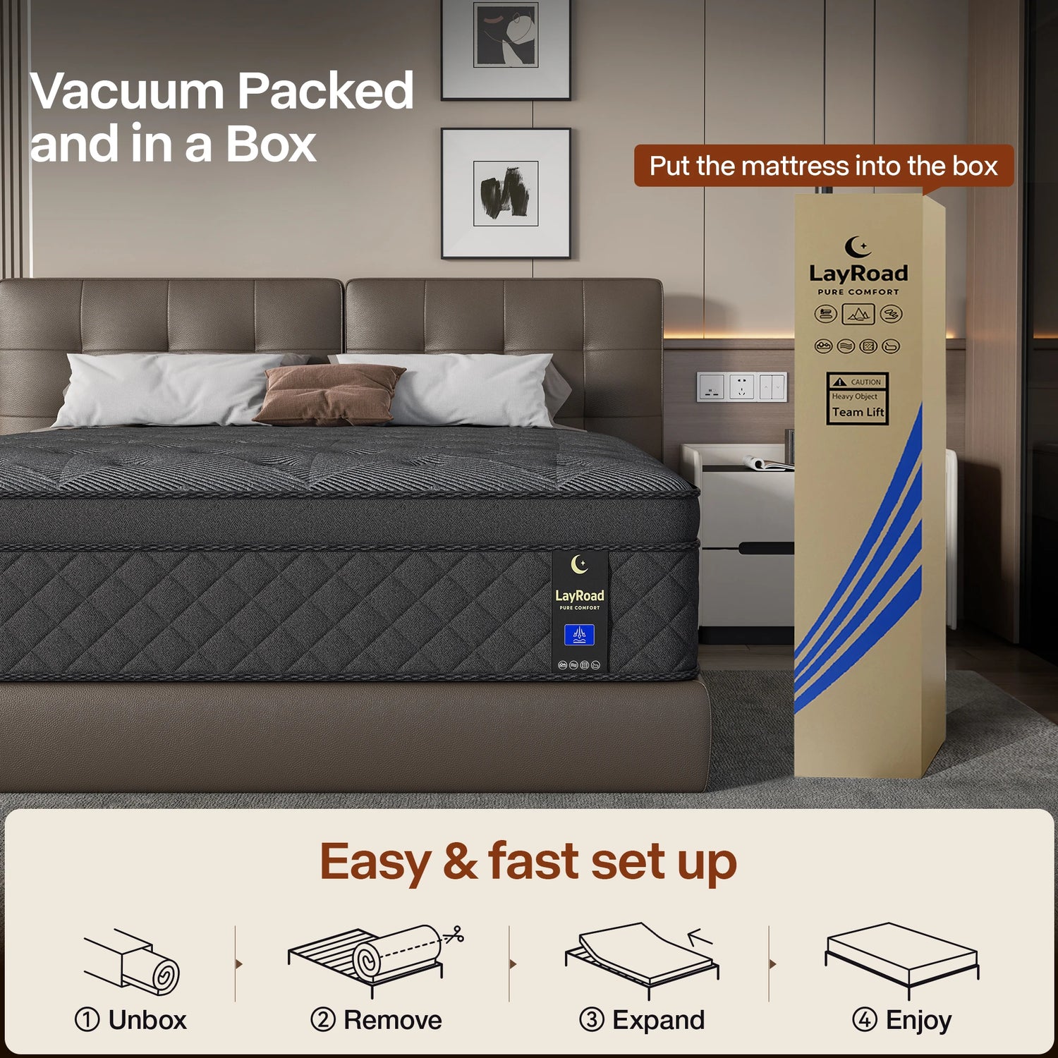 LayRoad Medium Firm Memory Foam And Spring Mattress