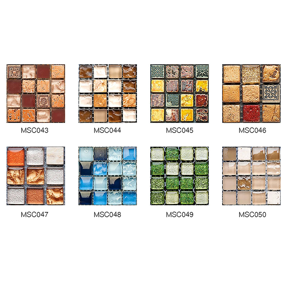 Alloet Vintage Mosaic Tile Sticker 10pcs Self Adhesive Wall Decals