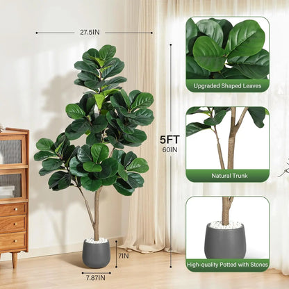 HiMISSCN Fiddle Leaf Fig Tree Artificial In Planter Pot
