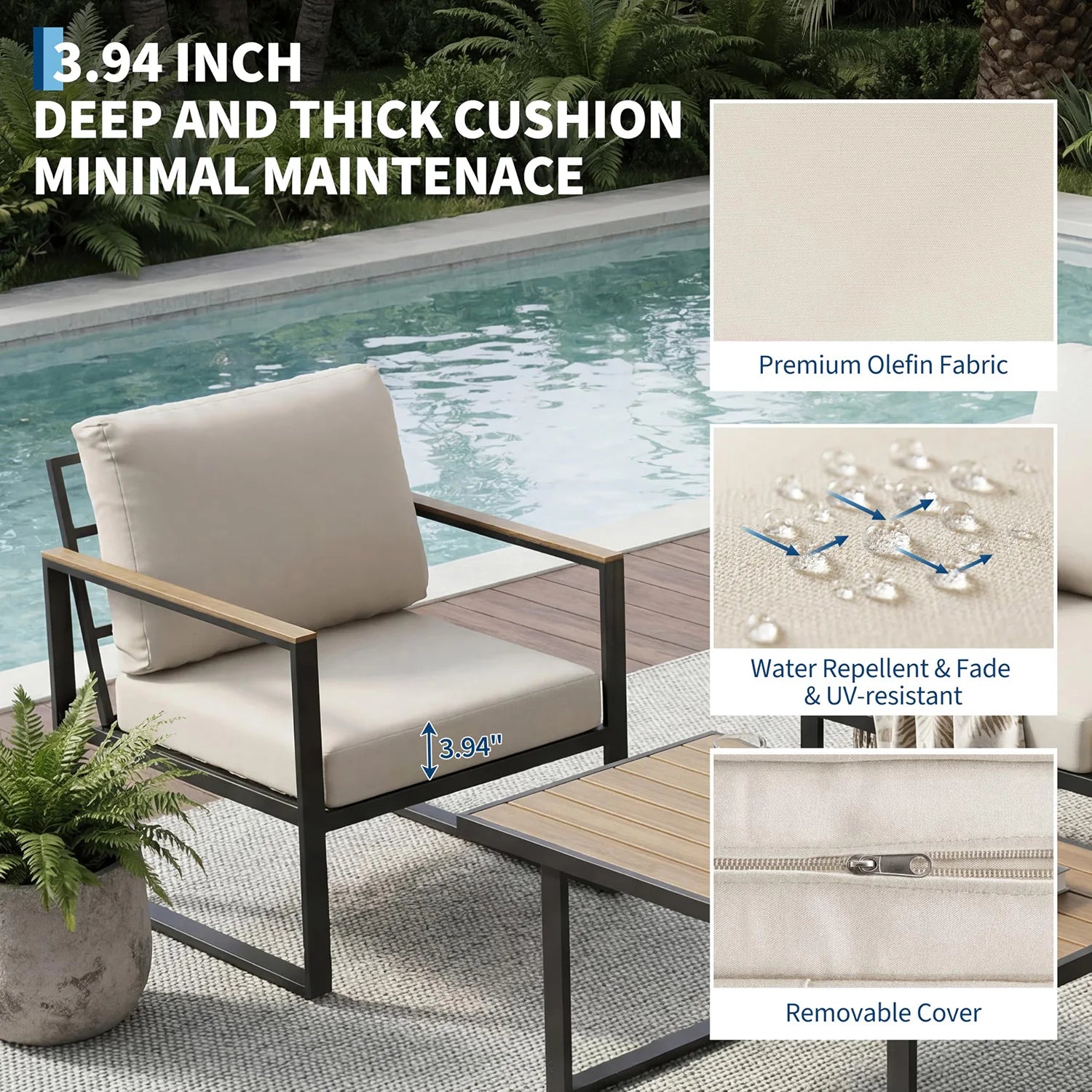 HobbyLane Modern 4 Piece Outdoor Sofa Set With Coffee Table