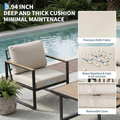 HobbyLane Modern 4 Piece Outdoor Sofa Set With Coffee Table