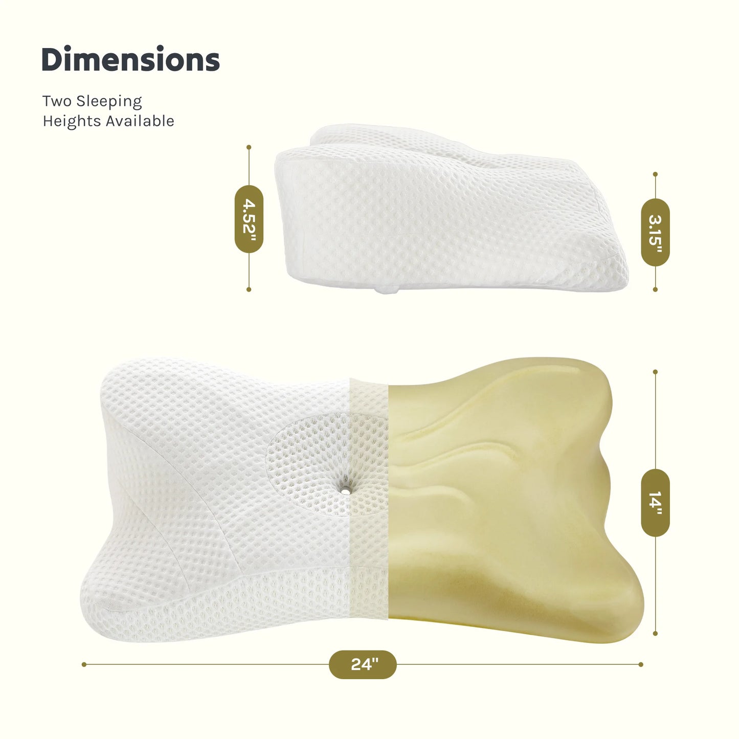JHK Ergonomic Cervical Contour Memory Foam Pillow with Cooling Pillowcase