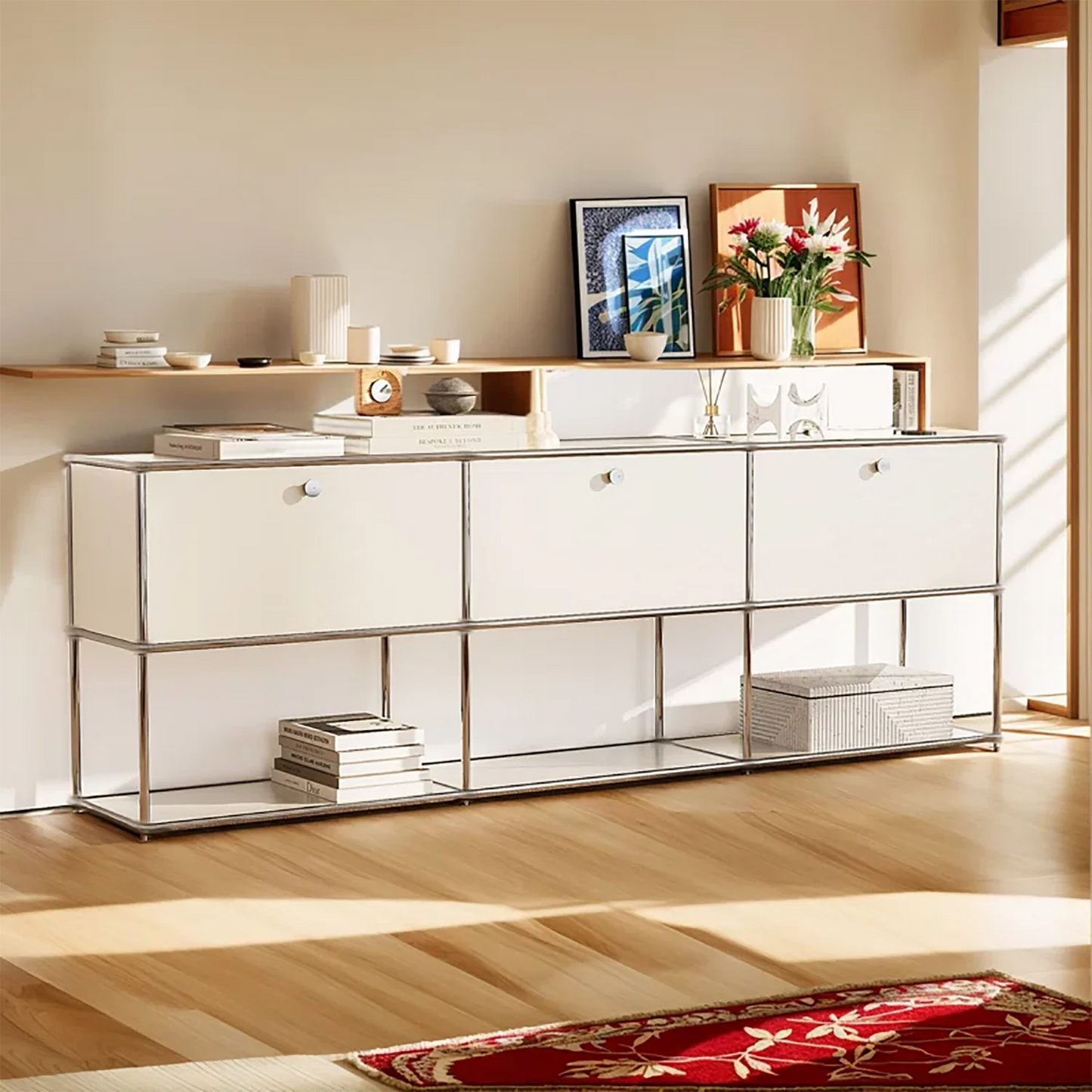 Modern TV Stand Storage Cabinet Stainless Steel Organizer