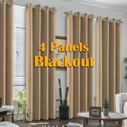 Premium Blackout Grommet Curtains With Heat Insulation And Light Blocking