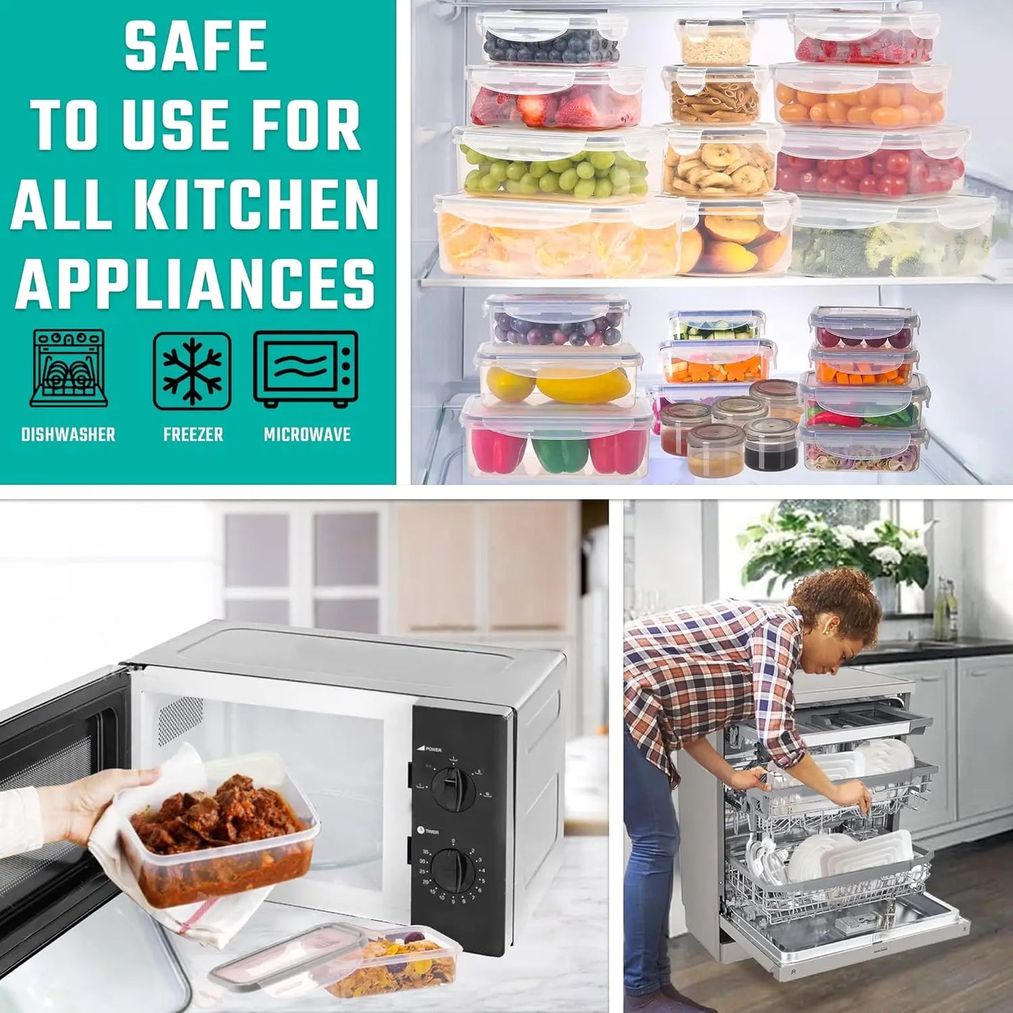 50-Piece Airtight Food Storage Containers Set BPA Free Microwave Safe