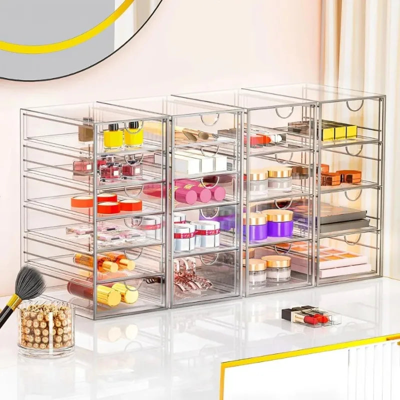 Acrylic Makeup Organizer With 19 Drawers 4 Pack Clear Storage