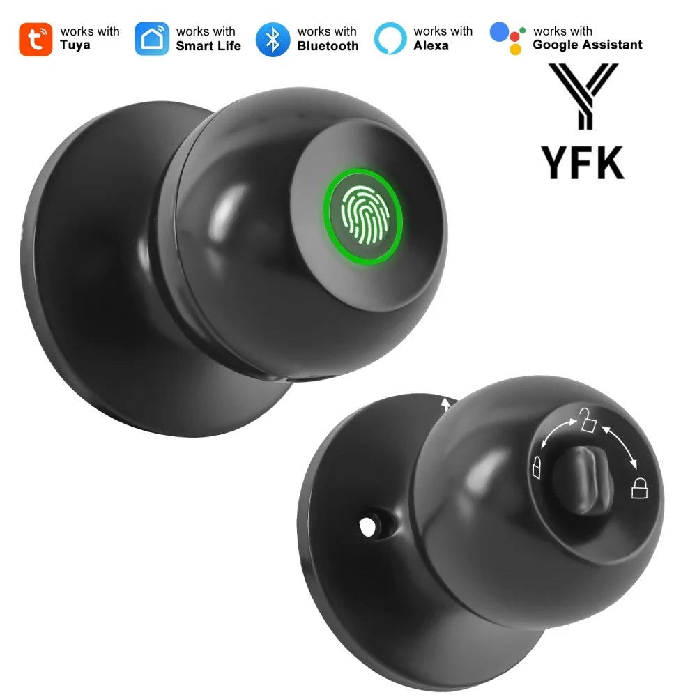 YFK Tuya Smart Life Fingerprint Door Lock Keyless Entry Bluetooth