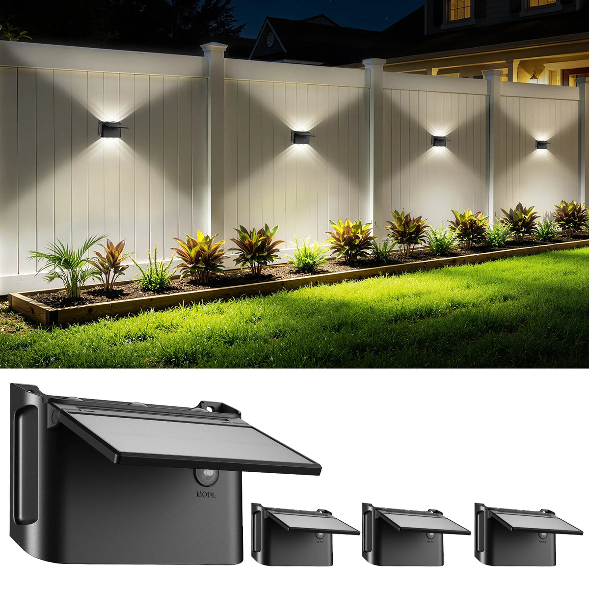 Intelamp Solar LED Wall Lights Outdoor Garden Lamp