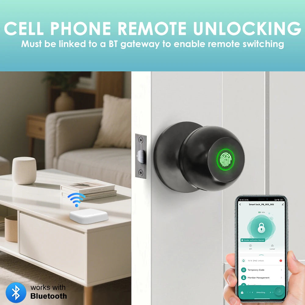 YFK Tuya Smart Fingerprint Door Lock With Bluetooth Keyless Entry