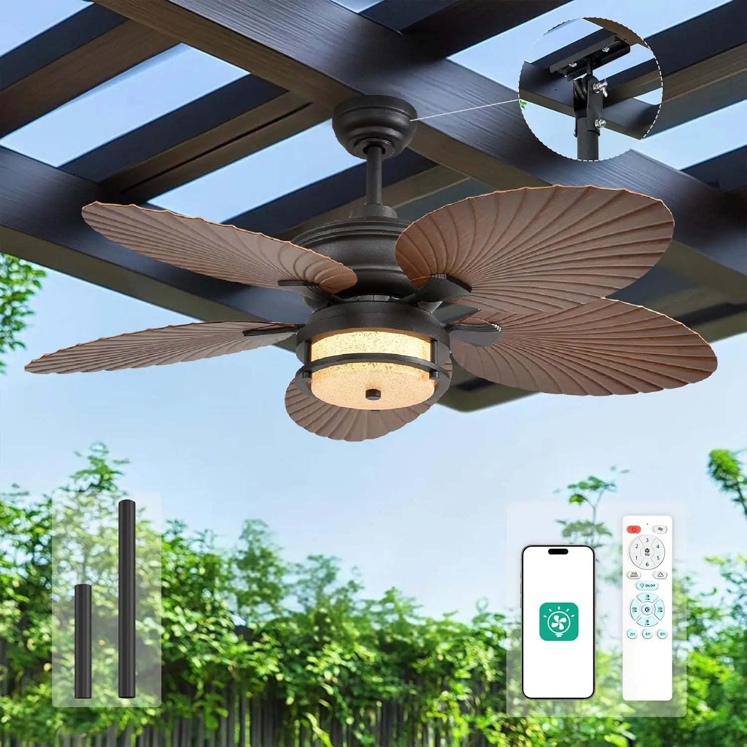 Orison Outdoor Ceiling Fan With Lights Dimmable LED Wet Rated