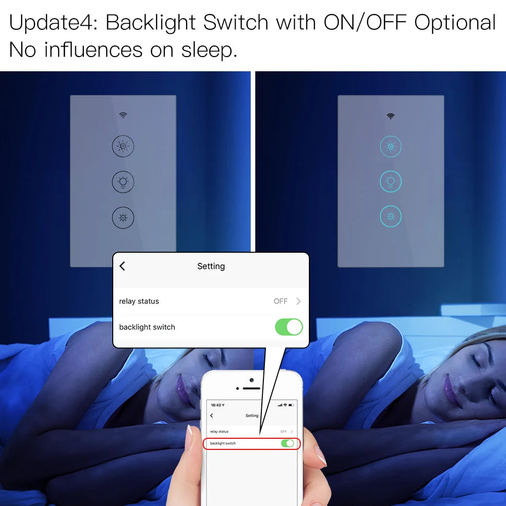 MOESEU LVD WiFi RF Smart Light Dimmer Switch 2/3 Way