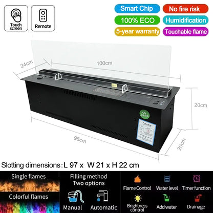 AFLYEVER Intelligent Water Replenishment Fireplace With 3D Atomization