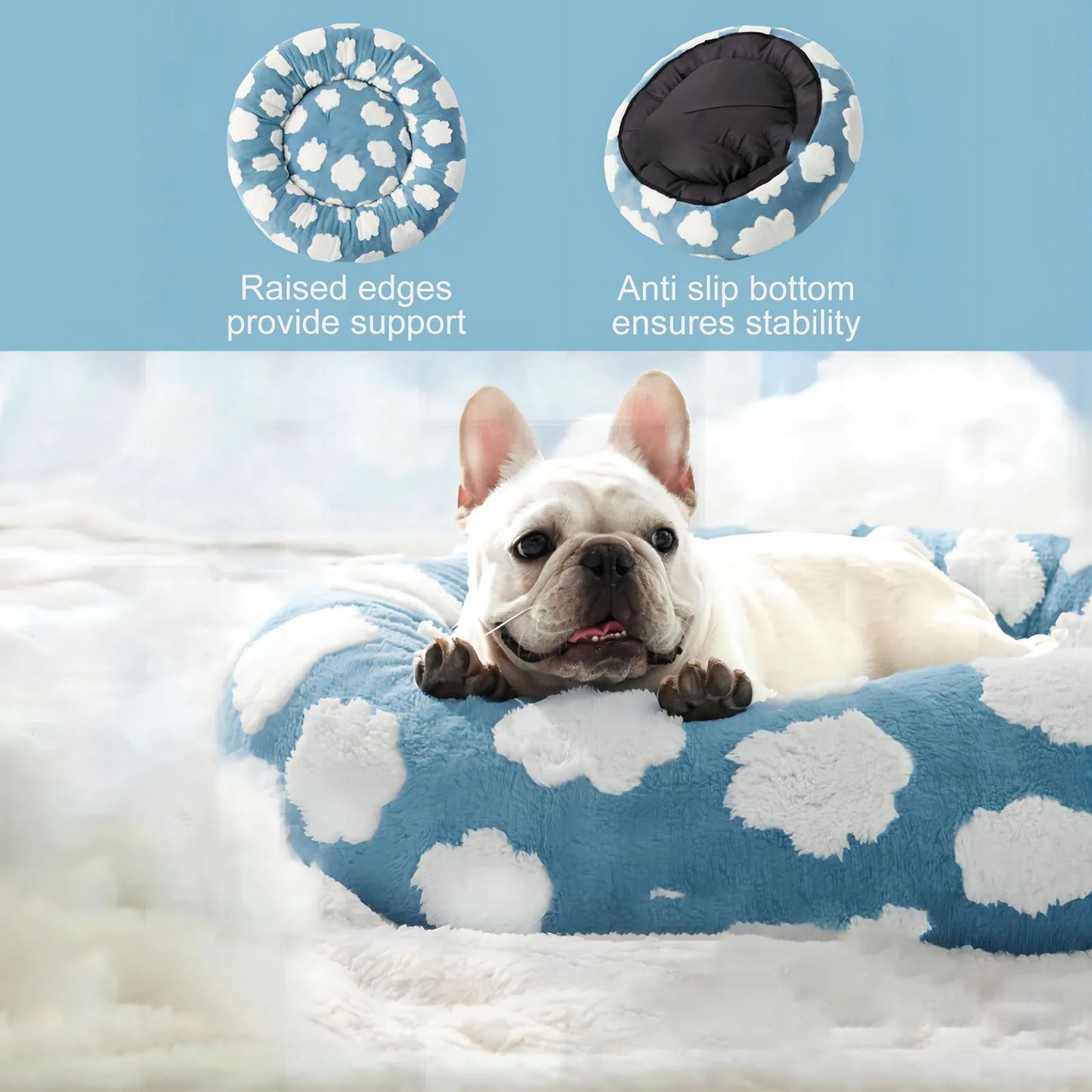 Sky Clouds Dog Kennel Bed Washable Orthopedic Cozy Sofa