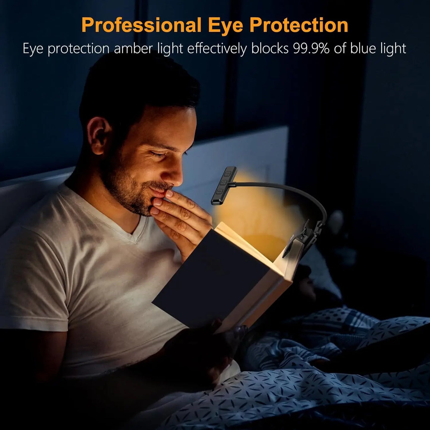 LED ClipOn Rechargeable Book Light With Dimmable Three Temperatures