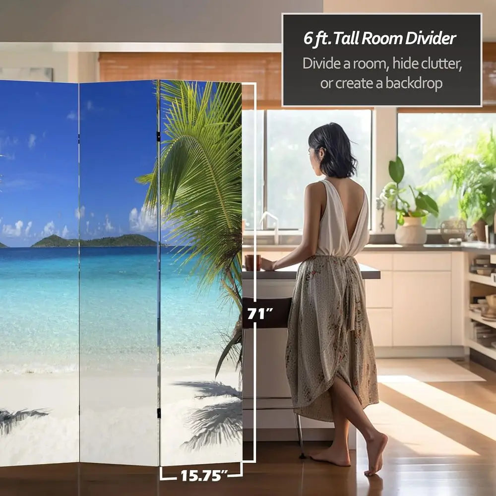 Double Sided 4-Panel Room Divider Screen Freestanding Privacy