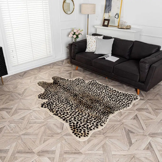 Area Rug Animals Printed Faux Fur Cowhide Rug For Home