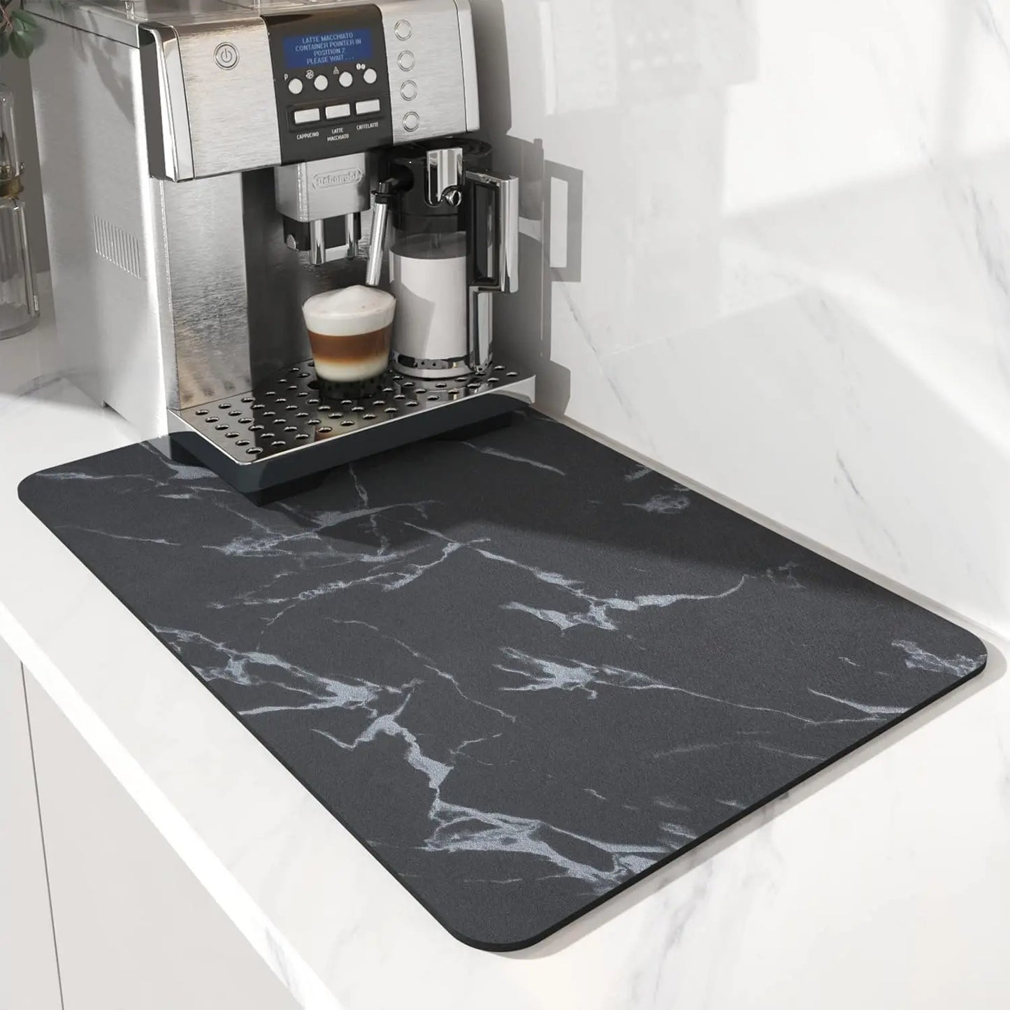 Water Absorbent Coffee Machine Mat With Rubber Backing