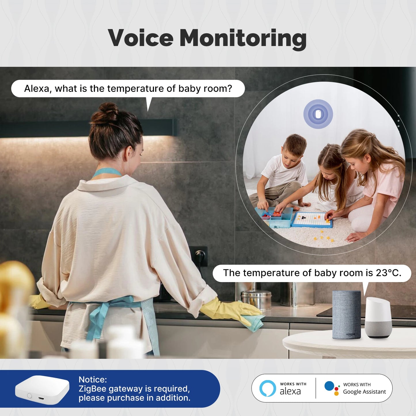 MOES Zigbee Smart Temperature Humidity Sensor Indoor Hygrometer