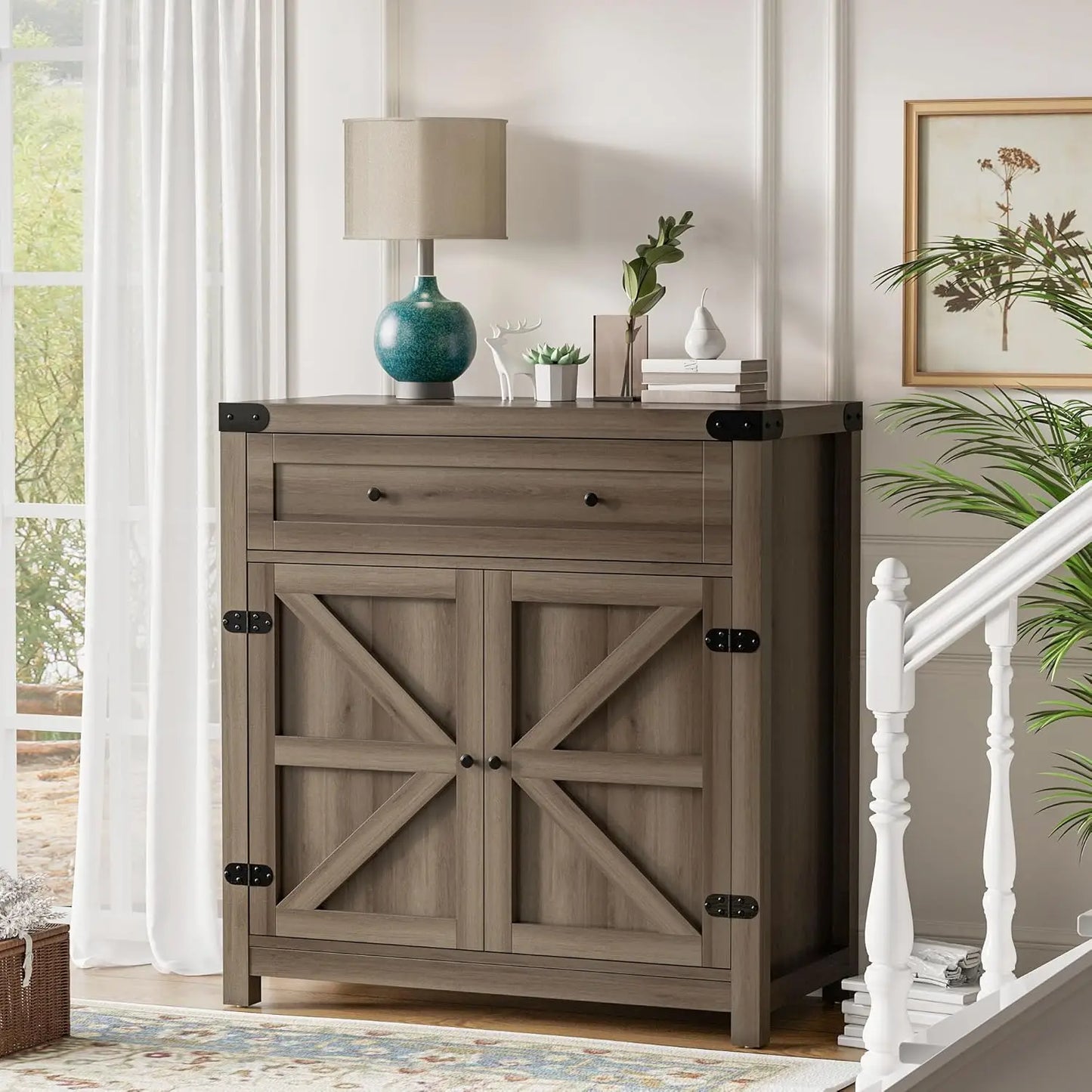 Flamaker Sideboard Buffet Cabinet With Storage And Drawer Barn Doors