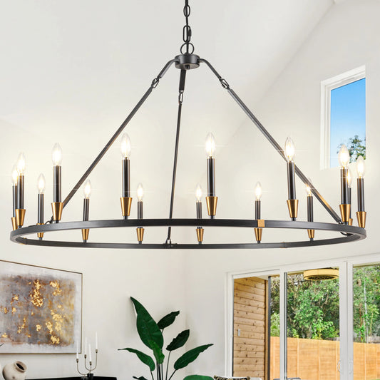15 Light Wagon Wheel Chandelier For Dining Room And Hall