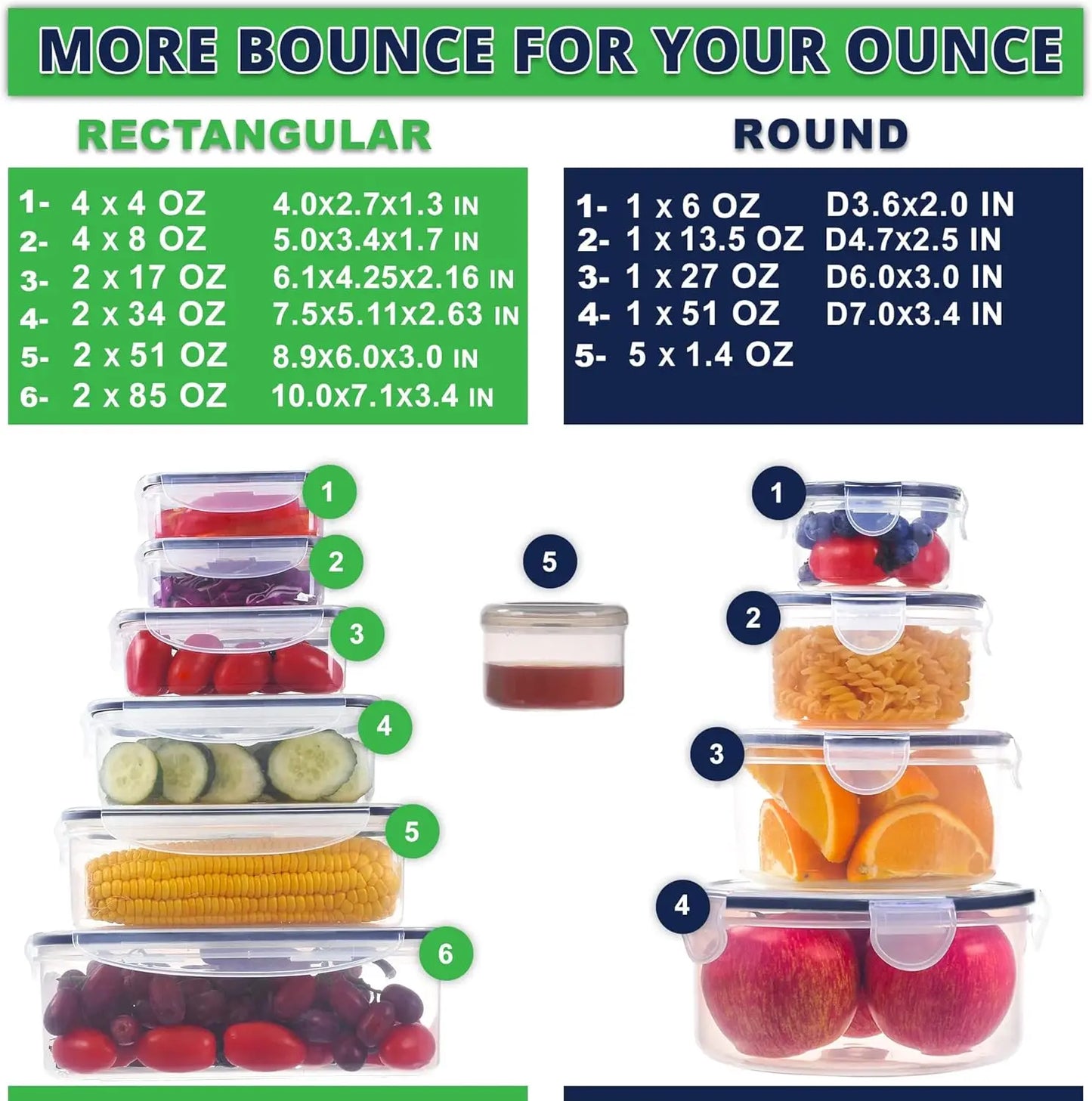 50-Piece Airtight Food Storage Containers Set BPA Free Microwave Safe