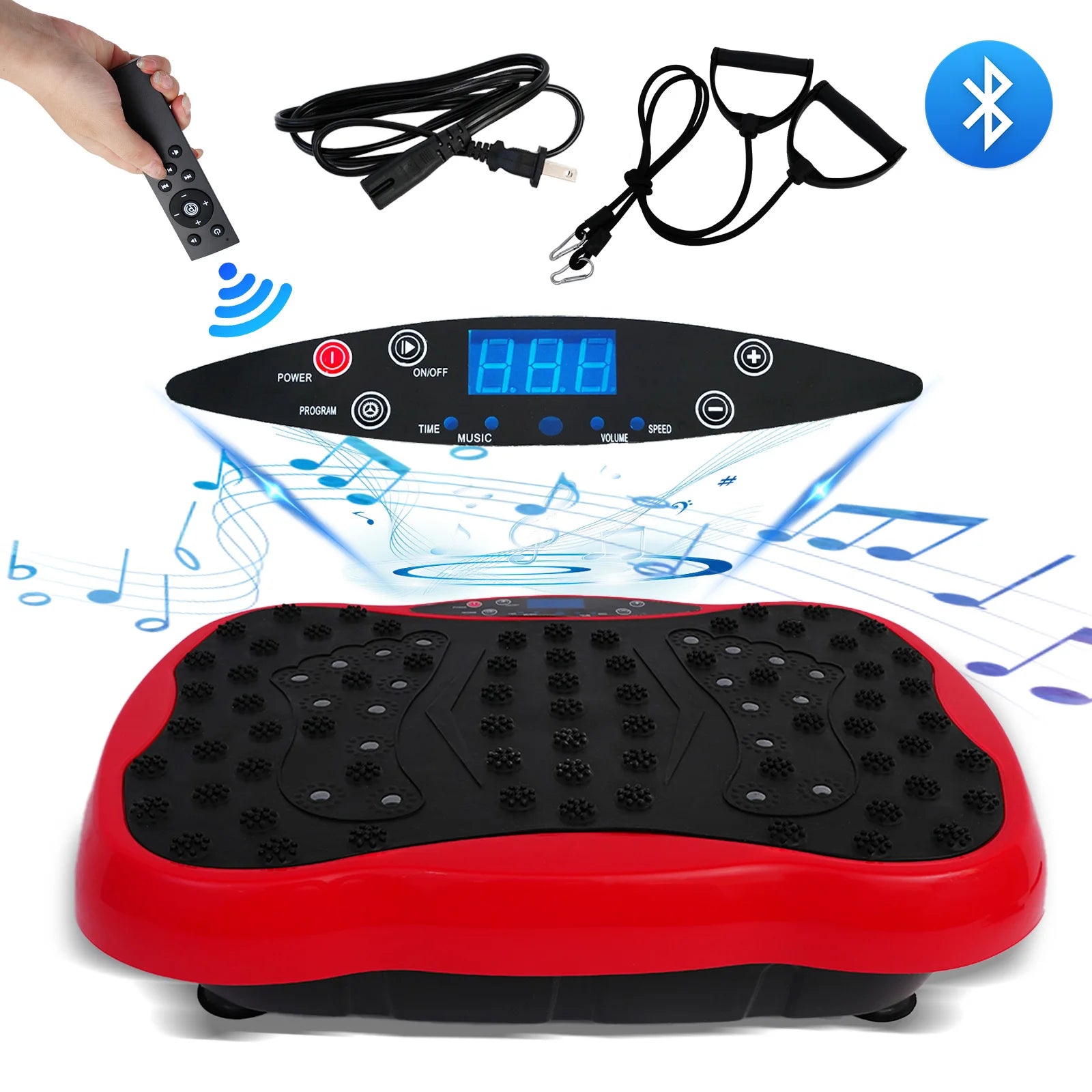Full-Body Vibration Plate Exercise Machine With Resistance Bands Remote Control