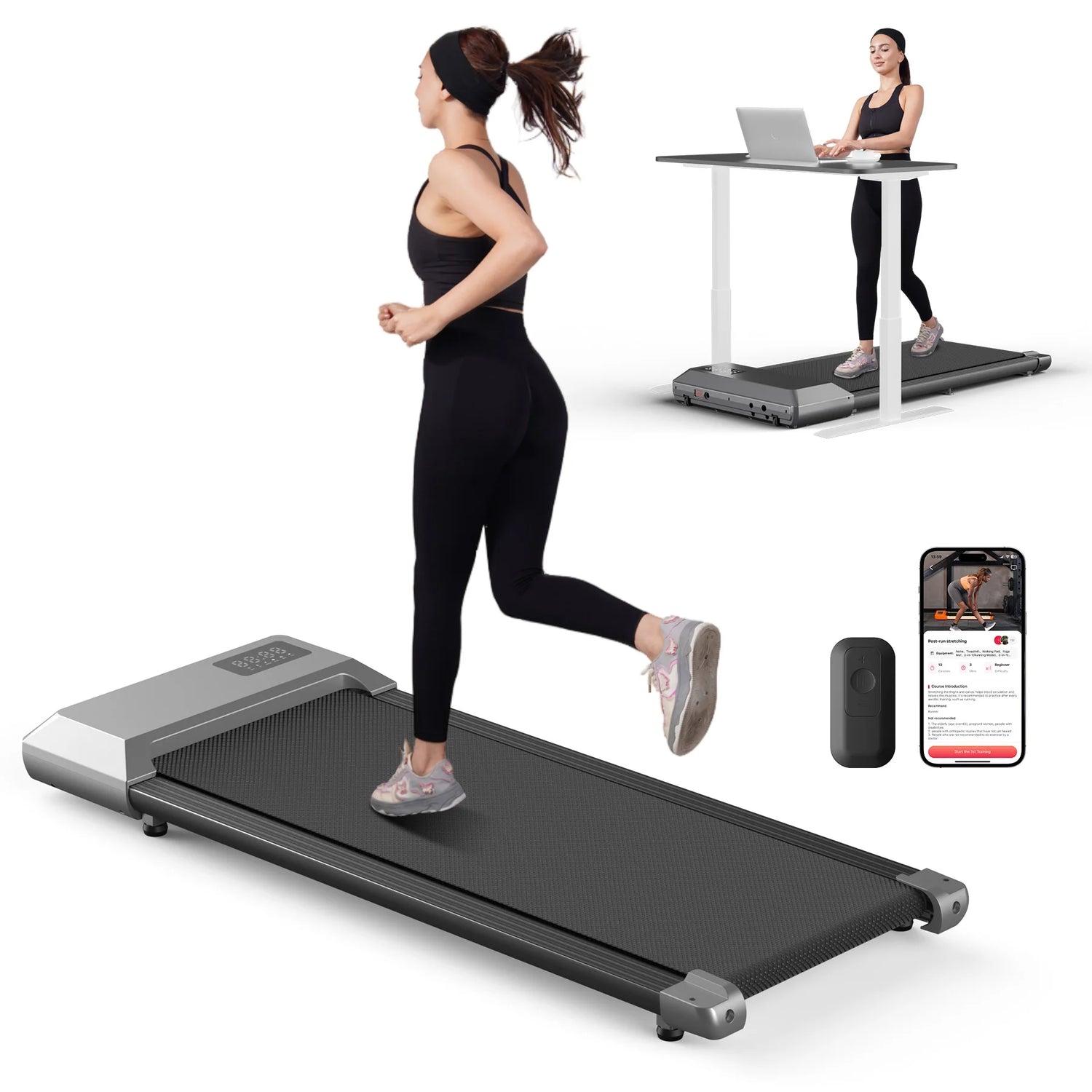 Superun 300lbs Capacity Treadmill 2.5HP 2in1 Walking Running Bluetooth LCD