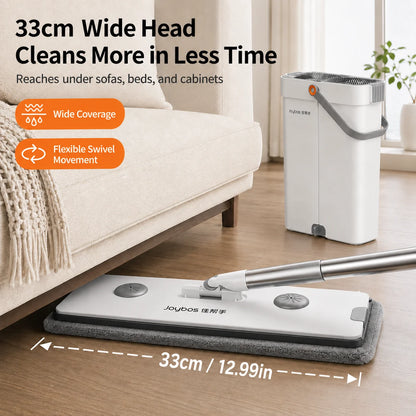 Joybos Ultra Slim Flat Mop System With Microfiber Pads