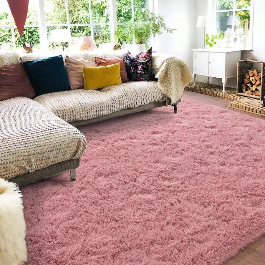 Modern Soft Shag Rug For Bedroom And Living Room With Plush Carpet