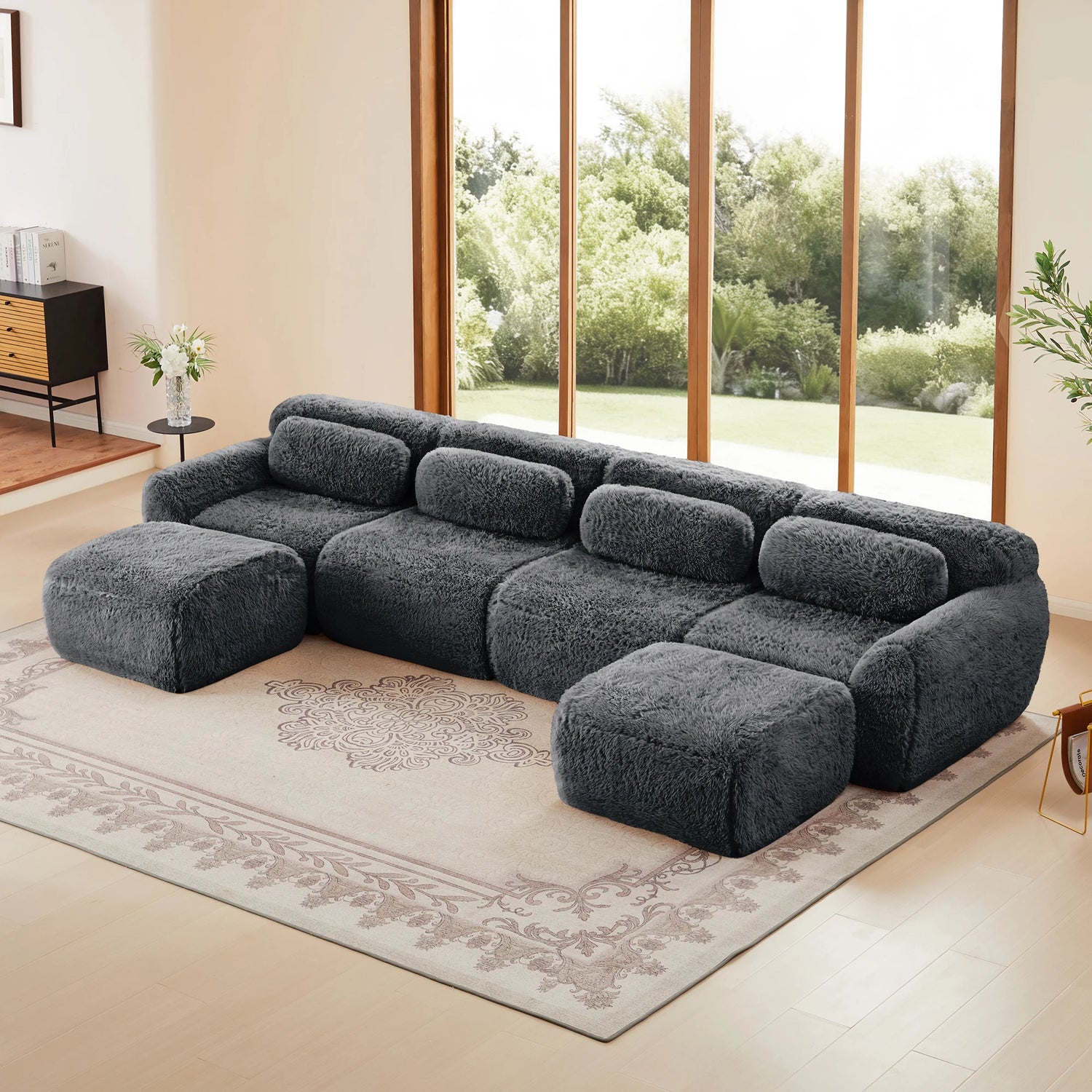 Comfortable U Shaped Modular Sofa With Ergonomic Boneless Design