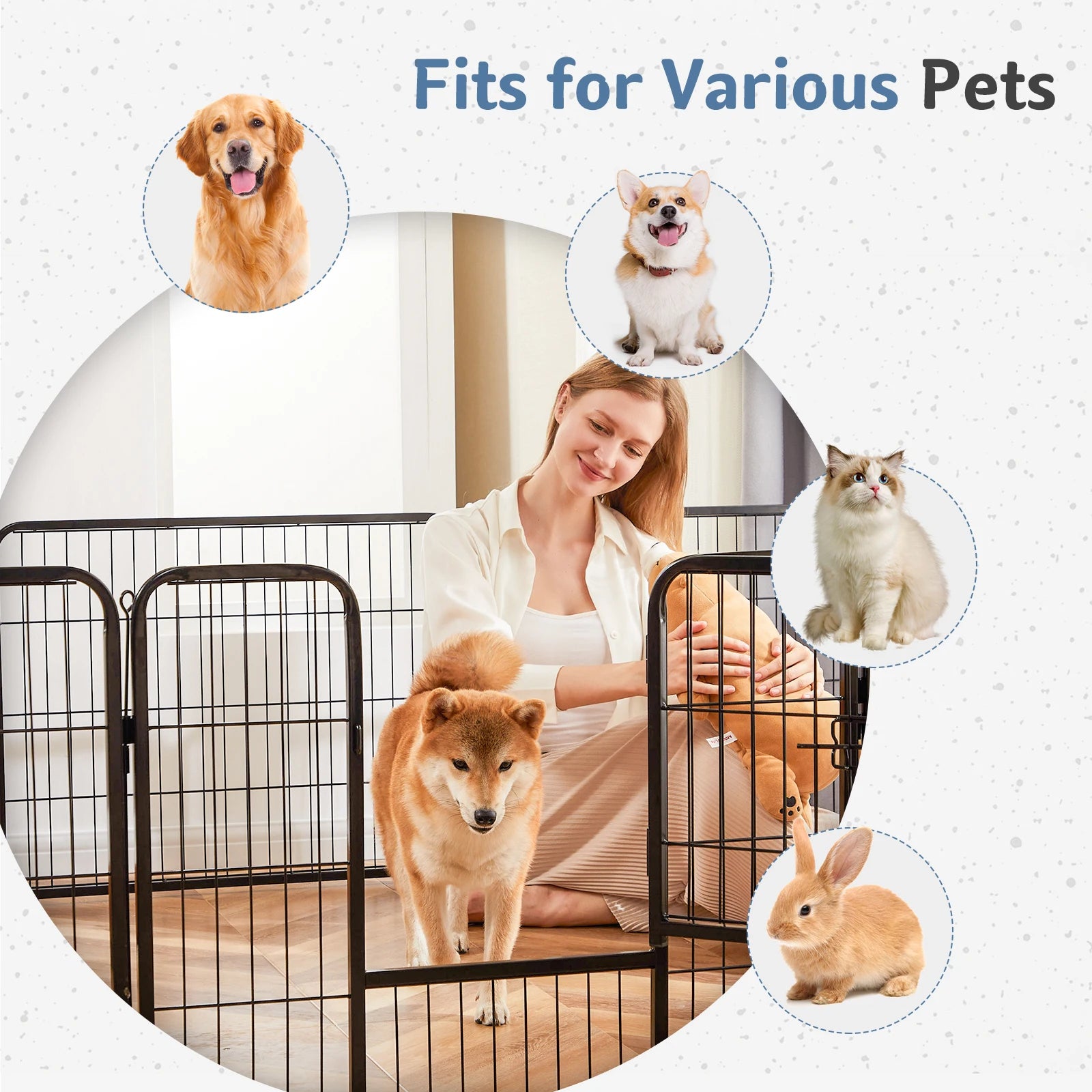 JHK Dog Playpen Metal Fence Foldable Outdoor Yard Gate