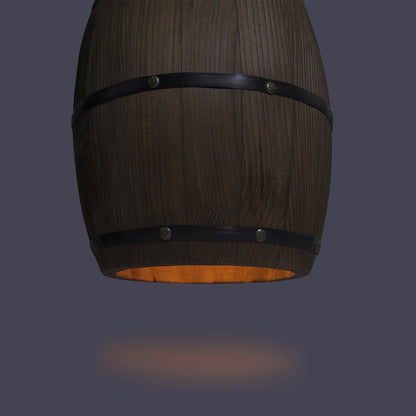 Retro Wood Wine Barrel Pendant Light Industrial Ceiling Lamp Chandelier