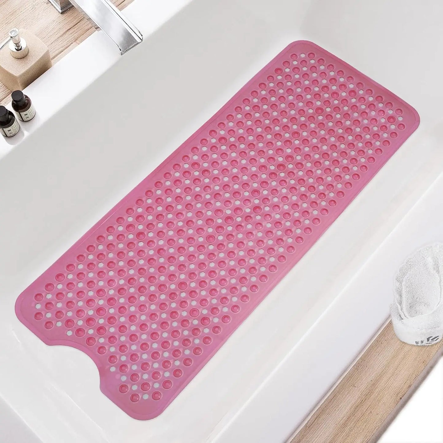 Non Slip Bath Tub Mat With Drain Holes And Suction Cups