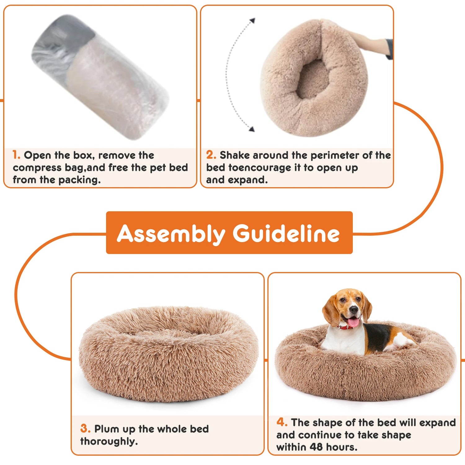 JHK Calming Dog Bed For Medium To Large Dogs Plush