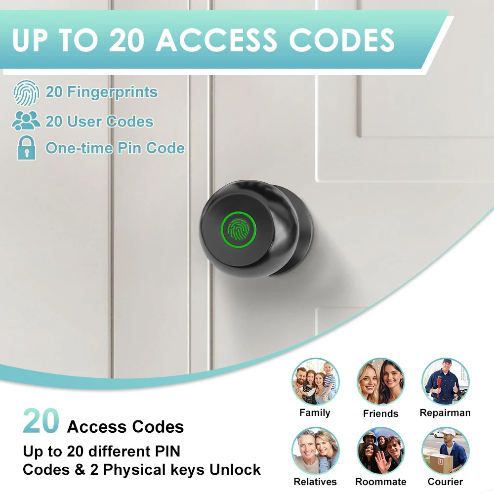 YFK Tuya Smart Fingerprint Door Lock With Bluetooth Keyless Entry