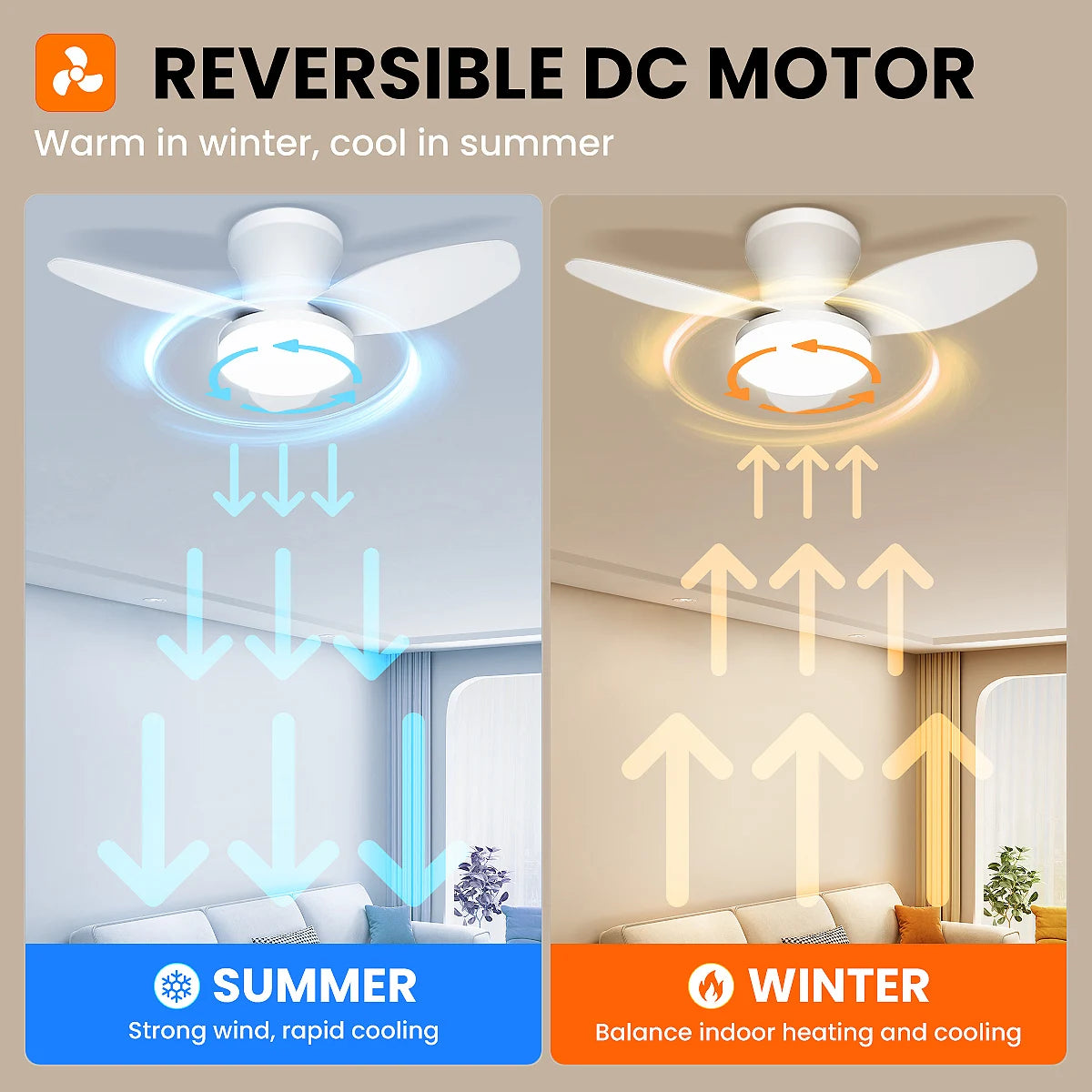 Mexllex Three Leaf Ceiling Fan With Remote LED Light