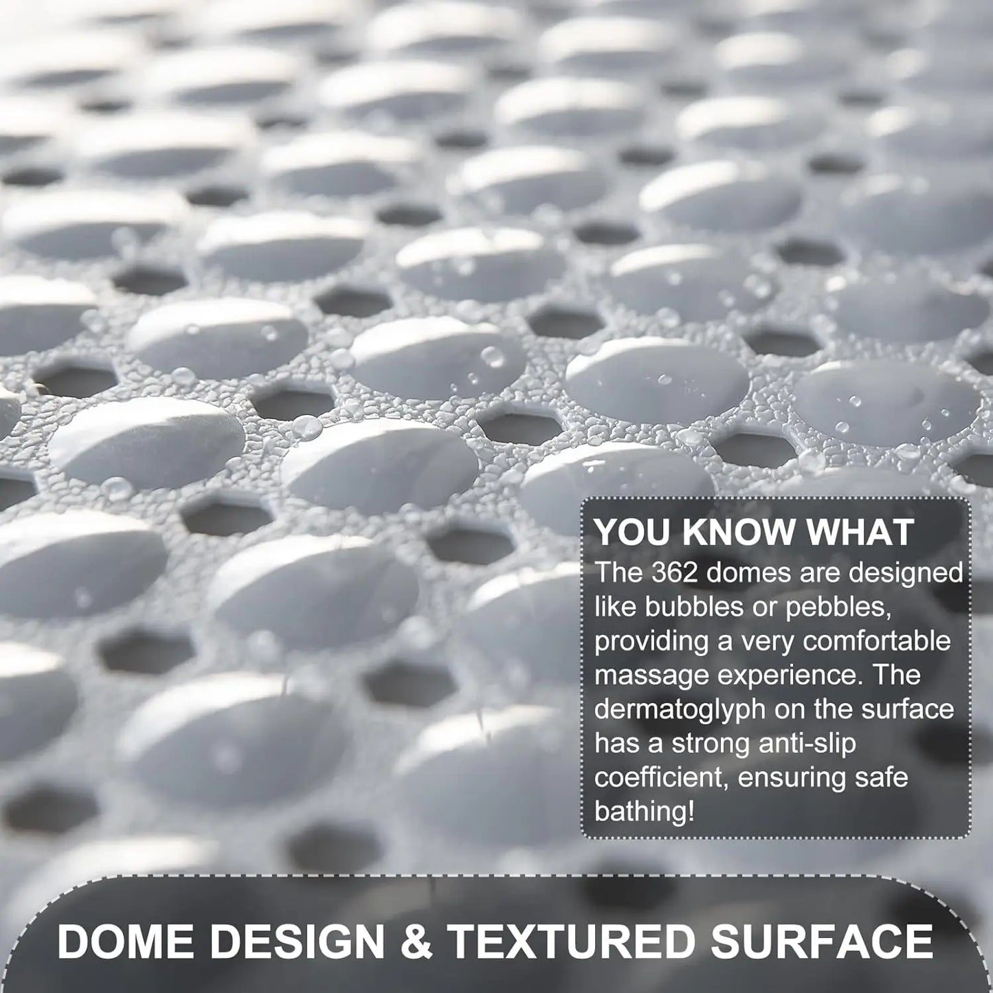 Non Slip Bath Tub Mat With Drain Holes And Suction Cups