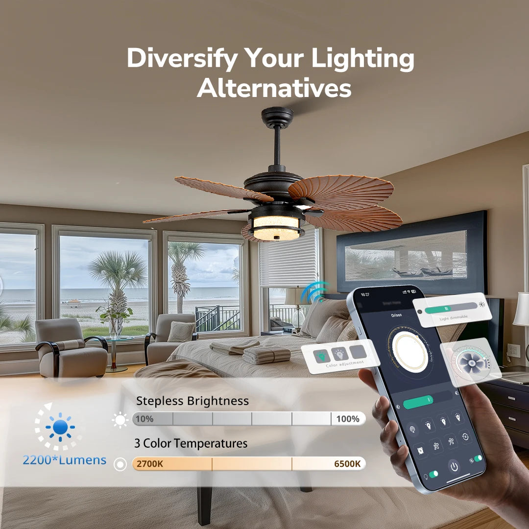 Orison Outdoor Ceiling Fan With Lights Dimmable LED Wet Rated