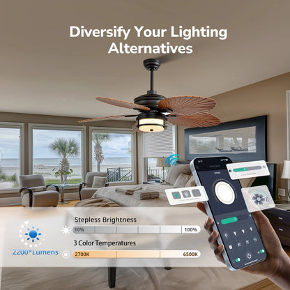 Orison Outdoor Ceiling Fan With Lights Dimmable LED Wet Rated
