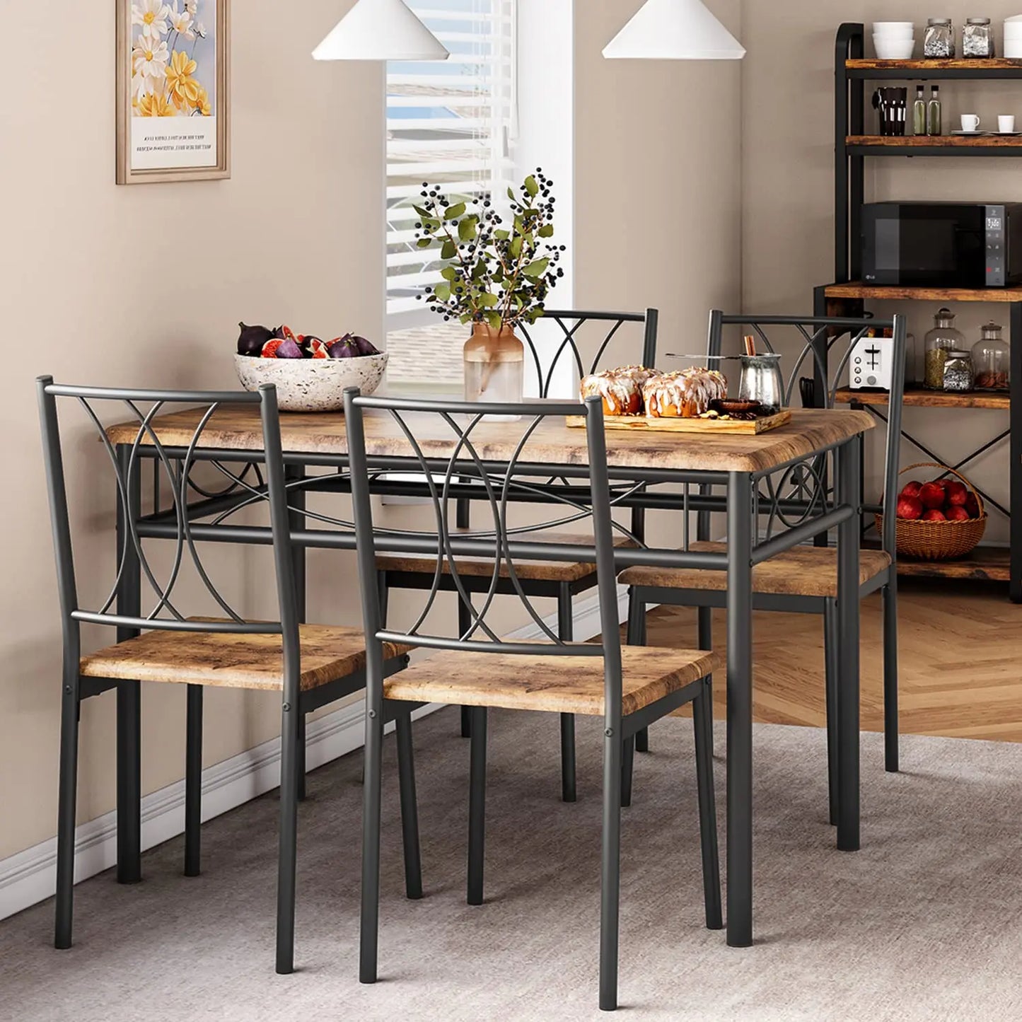 Studyset Dining Table Set For Four With Wood And Metal