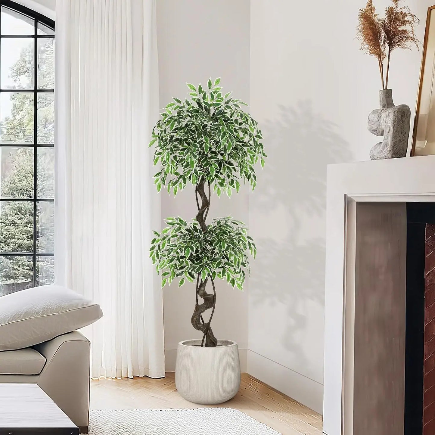 HiMISS Artificial Ficus Tree Indoor Outdoor Faux Plant With Pebbles