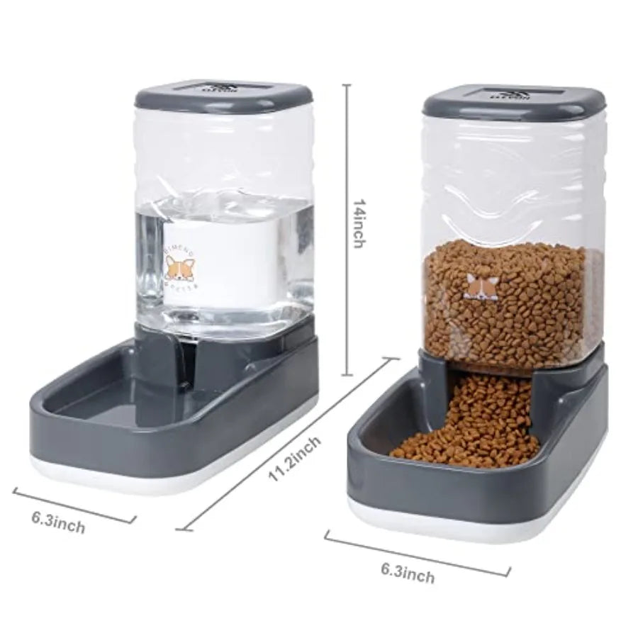 Automatic Cat Feeder With Gravity Food And Water Dispenser Bowl